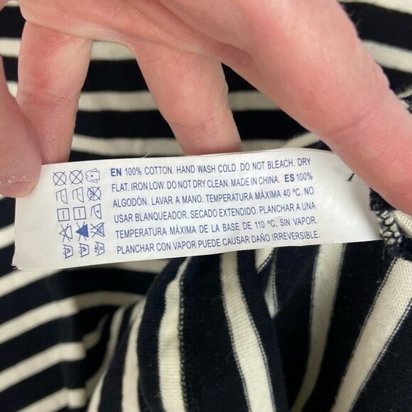 Forever21 Black White Striped Cotton Mini Dress Size Small Cotton Long Sleeve S - Picture 7 of 8
